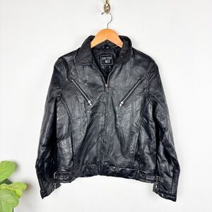 Vintage Junction West Women’s Black Patchwork Leather Jacket Sz L
